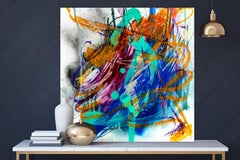 AGATE, Fine Art with Artist Hand Embellished on Giclee Canvas: 48"H x 48"W