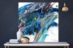 AMAZONITE, Fine Art with Artist Hand Embellished on Giclee Canvas: 48"H x 48"W