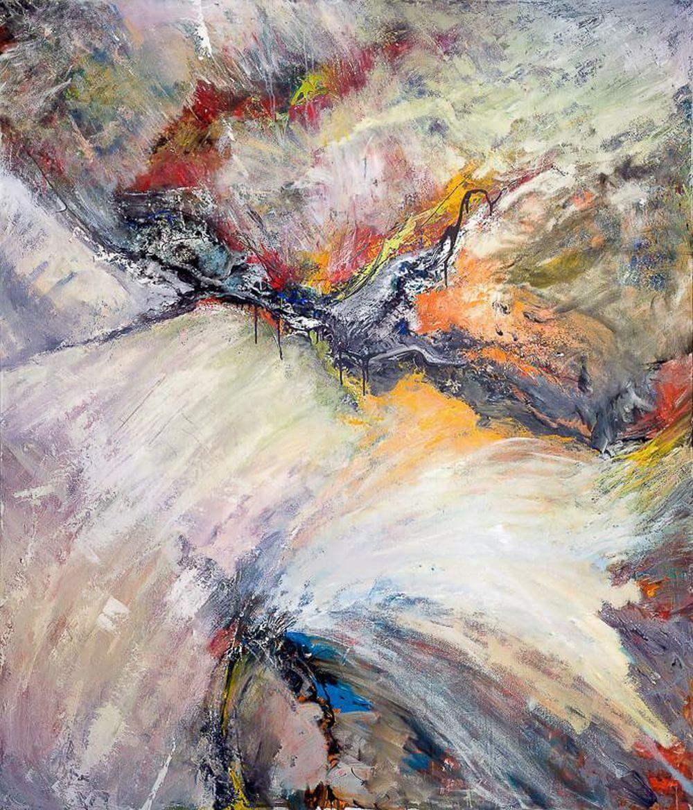 John Beard Abstract Painting - BIRD IN FLIGHT, Fine Art with Hand Embellishment on Giclee Canvas Made to Order