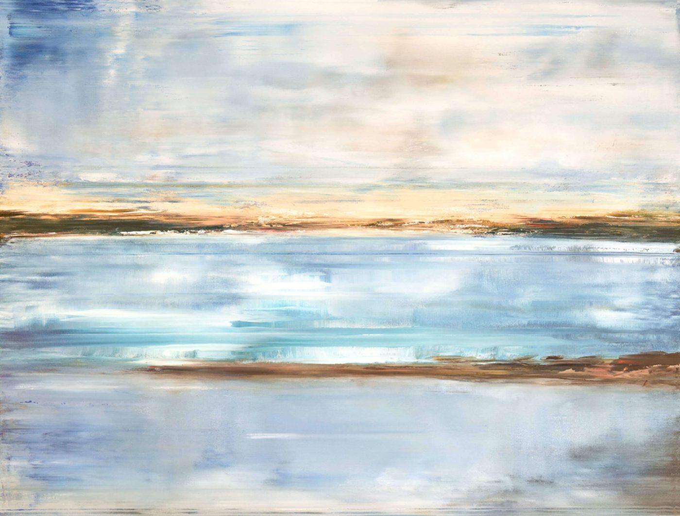John Beard Abstract Painting - CRYSTAL BLUE, Fine Art with Artist Hand Embellished on Giclee Canvas: 60"H x 40"