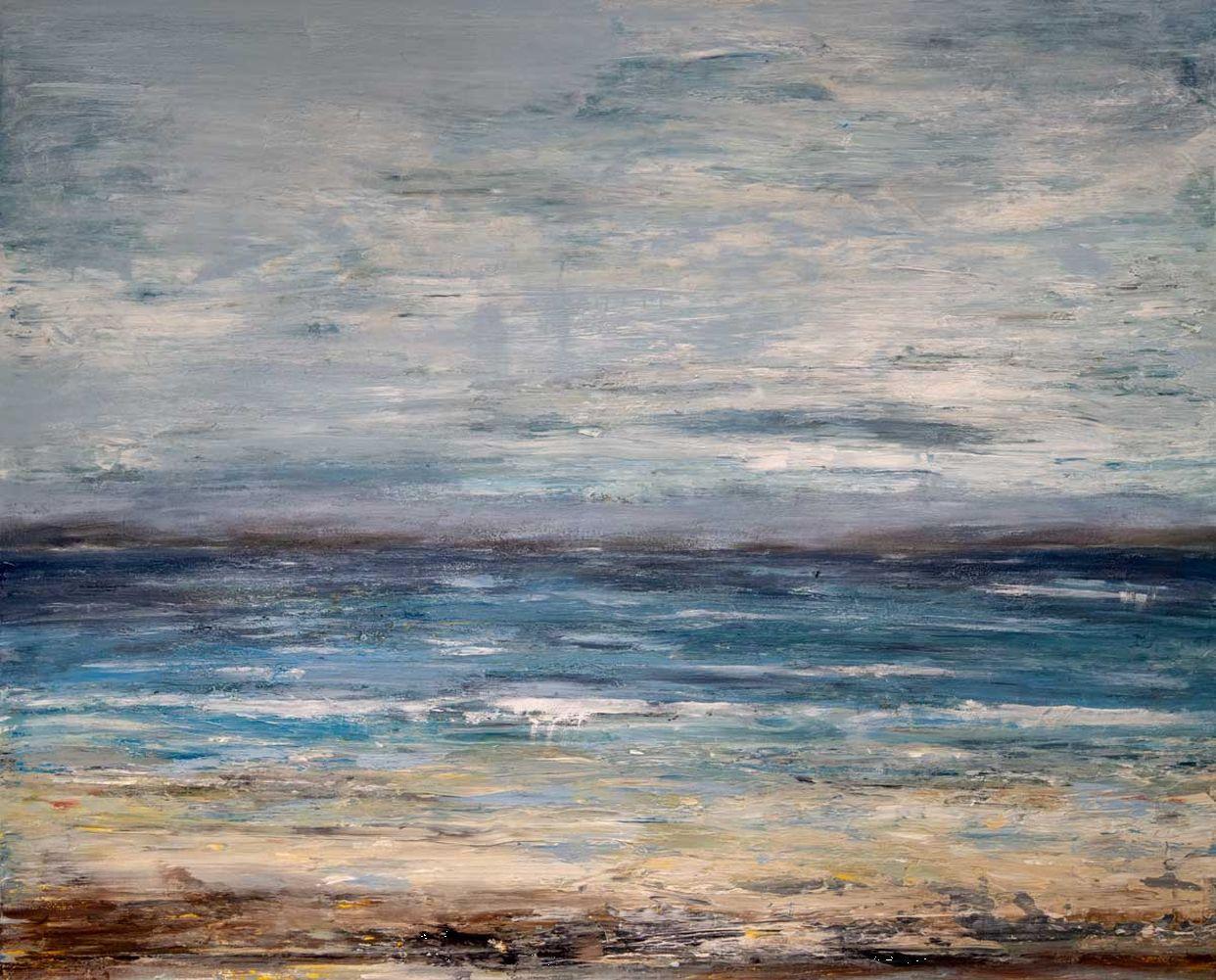 John Beard Landscape Painting - GRAYSKIES, Fine Art with Artist Hand Embellished on Giclee Canvas: 36"H x 48"W