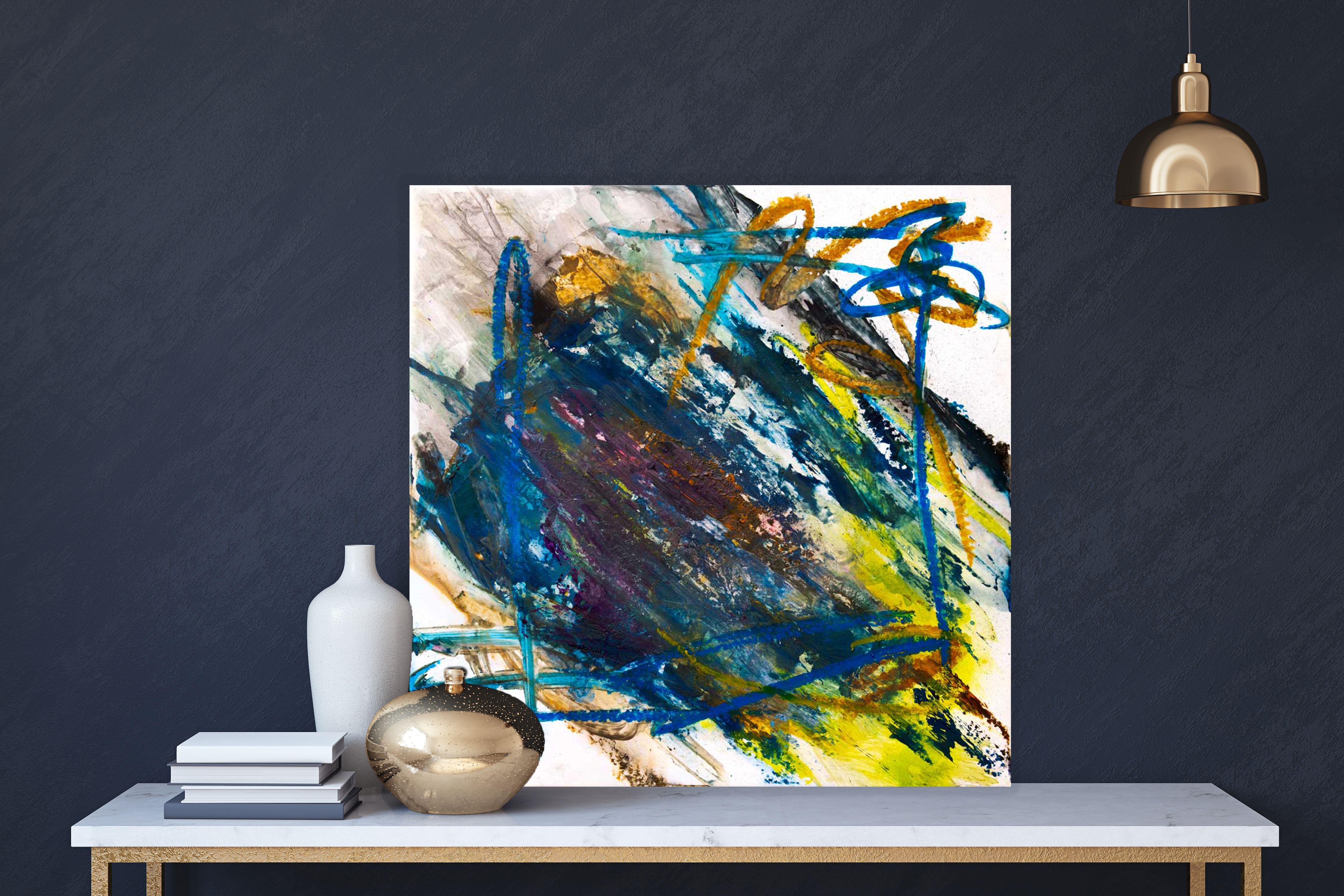 PEACOCK ORE, Contemporary Hodgepodge Fine Art on Giclee Canvas: 36
