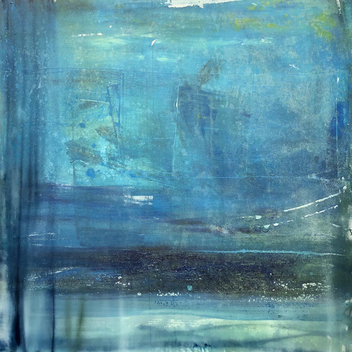 PURSUIT, Contemporary Blue Ocean Color Fine Art on Giclee Canvas: 40"H x 40"W - Painting by John Beard