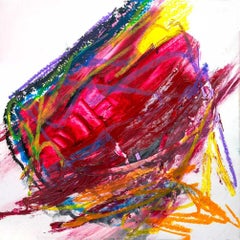 RUBY, Contemporary Red Orange Abstract Fine Art on Giclee Canvas: 24"H x 24"W
