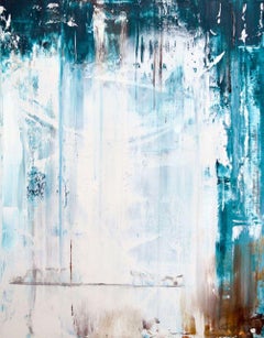SALIRE, Contemporary Blue White Cascading Fine Art on Giclee Canvas: 48"H x 36"W