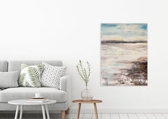 SANDBAR, Contemporary Beach Landscape Fine Art on Giclee Canvas: 48"H x 36"W