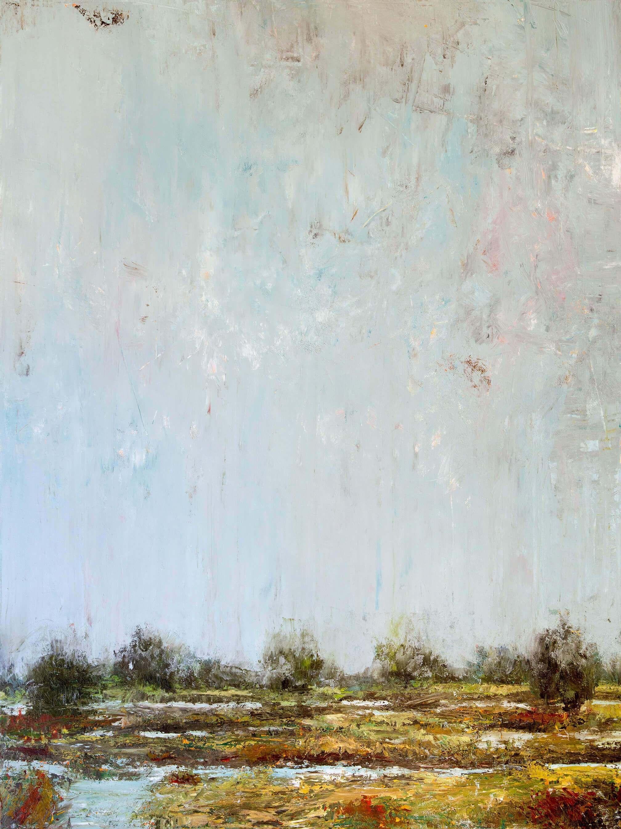 John Beard Landscape Painting – SHEM CREEK, Contemporary Rural Landscape Fine Art auf Giclee-Leinwand: 48 "H x 36 "W