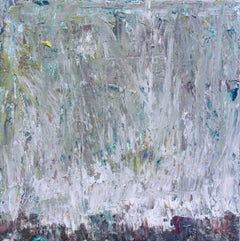 SILVER SHADOW Contemporary Abstract Silver Fine Art on Giclee Canvas: 40" x 40"