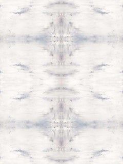 SKYHAWK, Contemporary White Silver Geode  Fine Art on Giclee Canvas: 48"H x 36"W