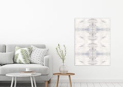 SKYHAWK, Contemporary White Silver Geode  Fine Art on Giclee Canvas: 48"H x 36"W