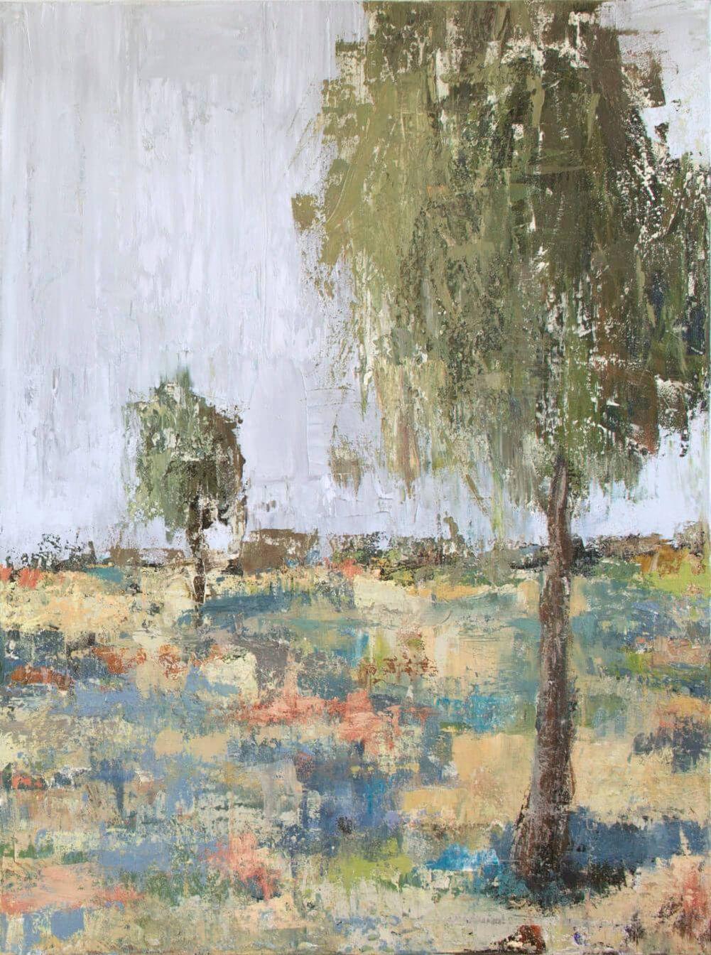 John Beard Abstract Painting - SPRING DAY II, Contemporary Landscape Fine Art on Giclee Canvas: 60"H x 40"W