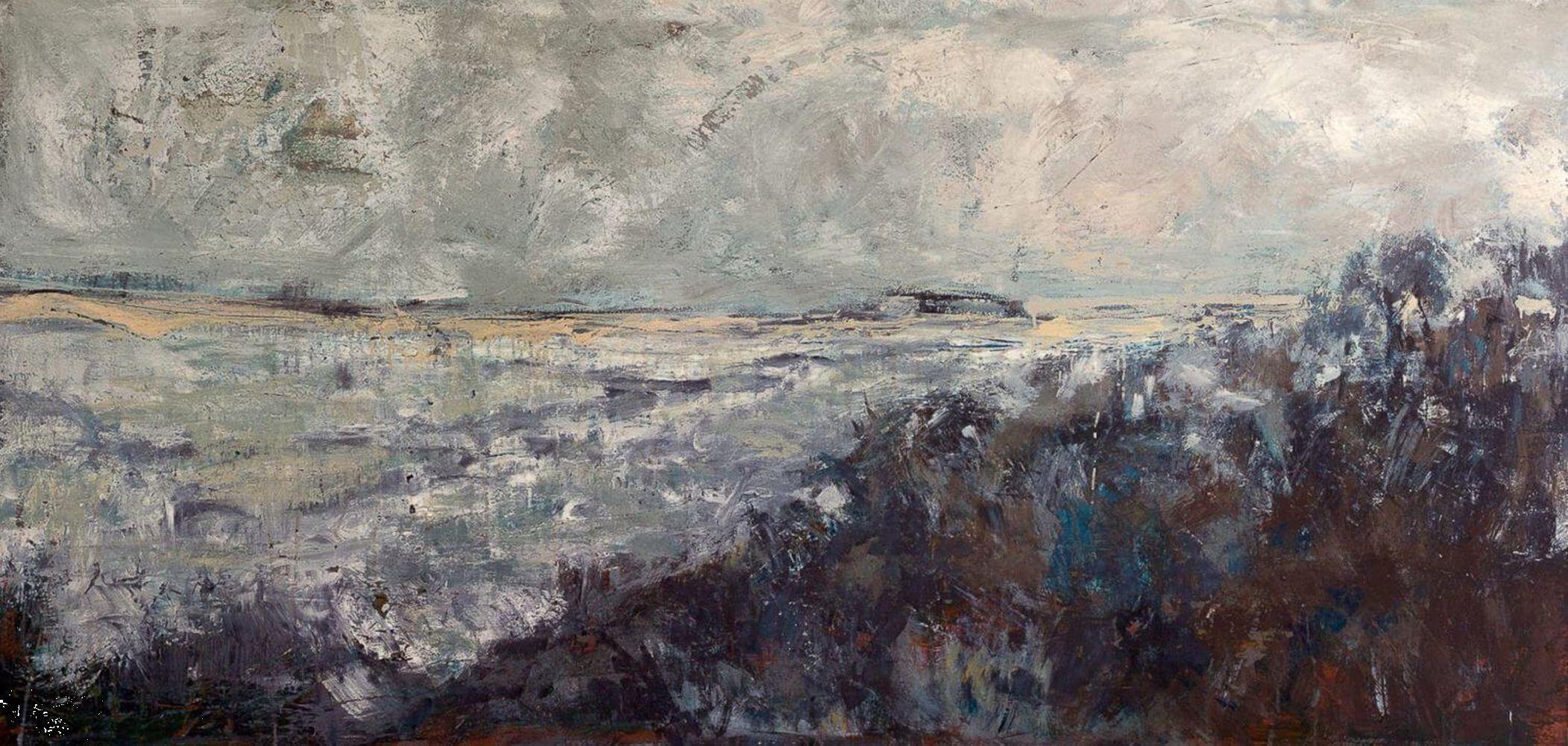 John Beard Landscape Painting – STORMY, Contemporary Nautical Beach Fine Art on Giclee Canvas: 72"H x 36"W