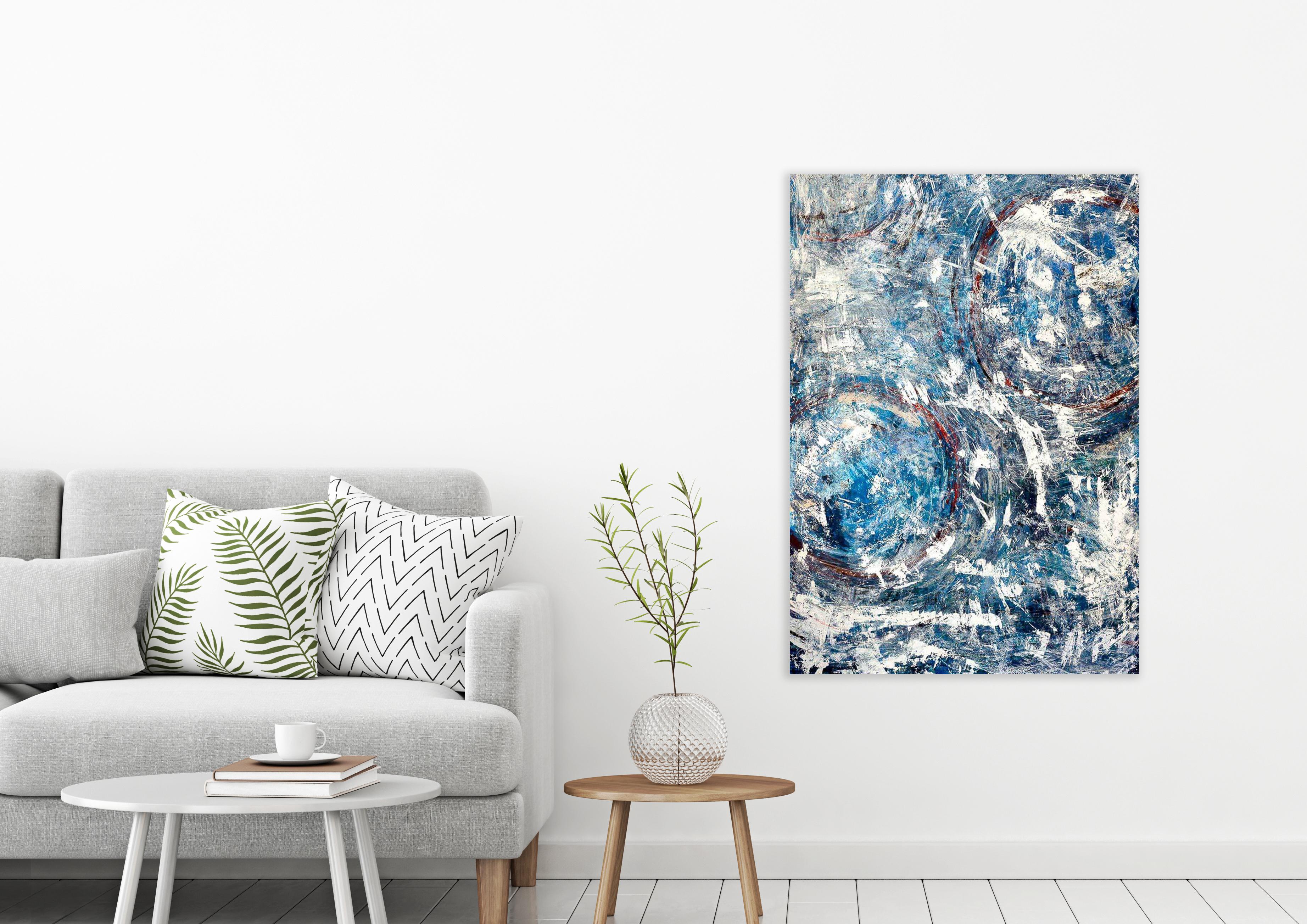 BIG BLUE, Fine Art with Artist Hand Embellished on Giclee Canvas Made to Order - Painting by John Beard