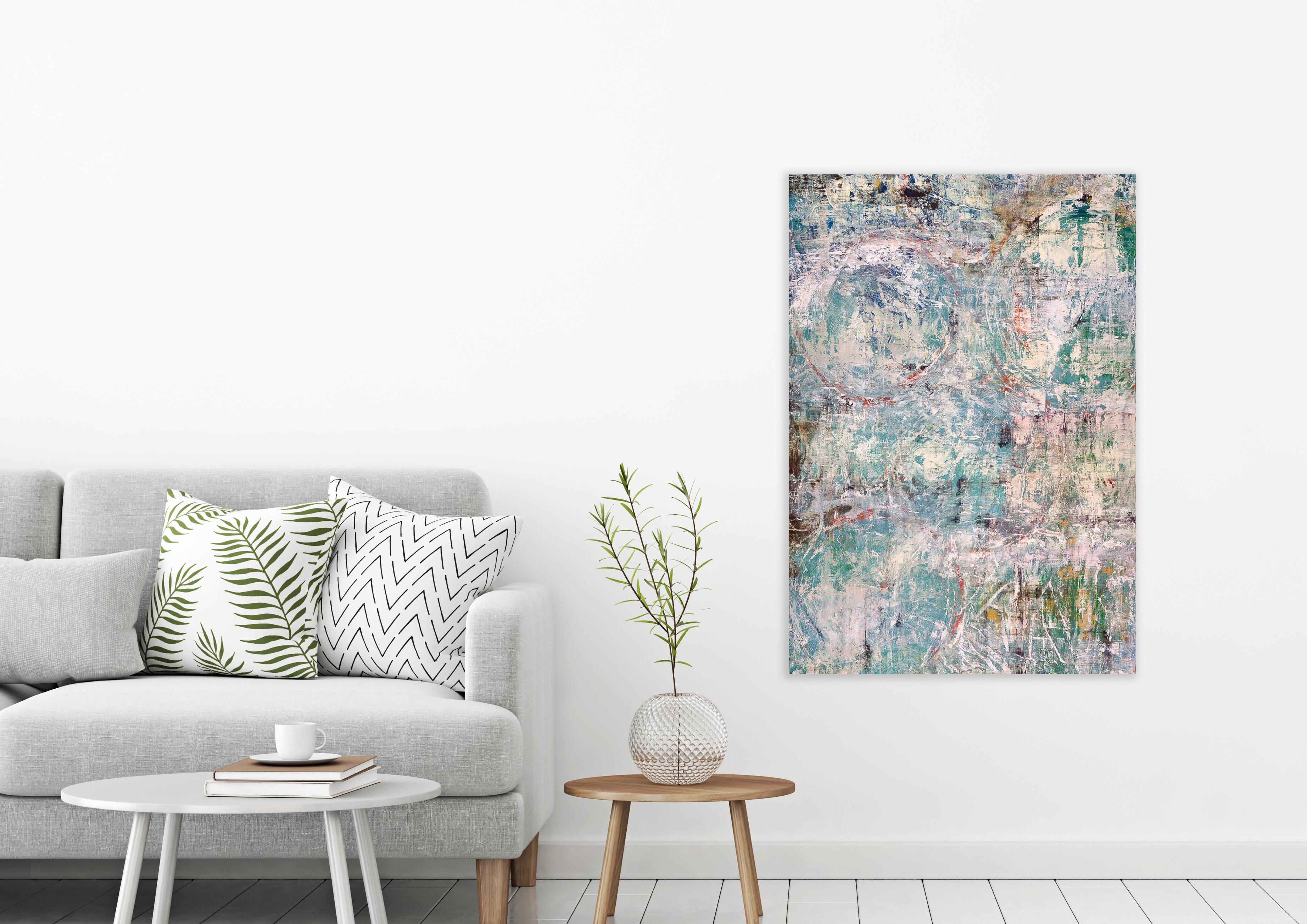 BIG GREEN, Fine Art with Artist Hand Embellished on Giclee Canvas Made to Order - Painting by John Beard