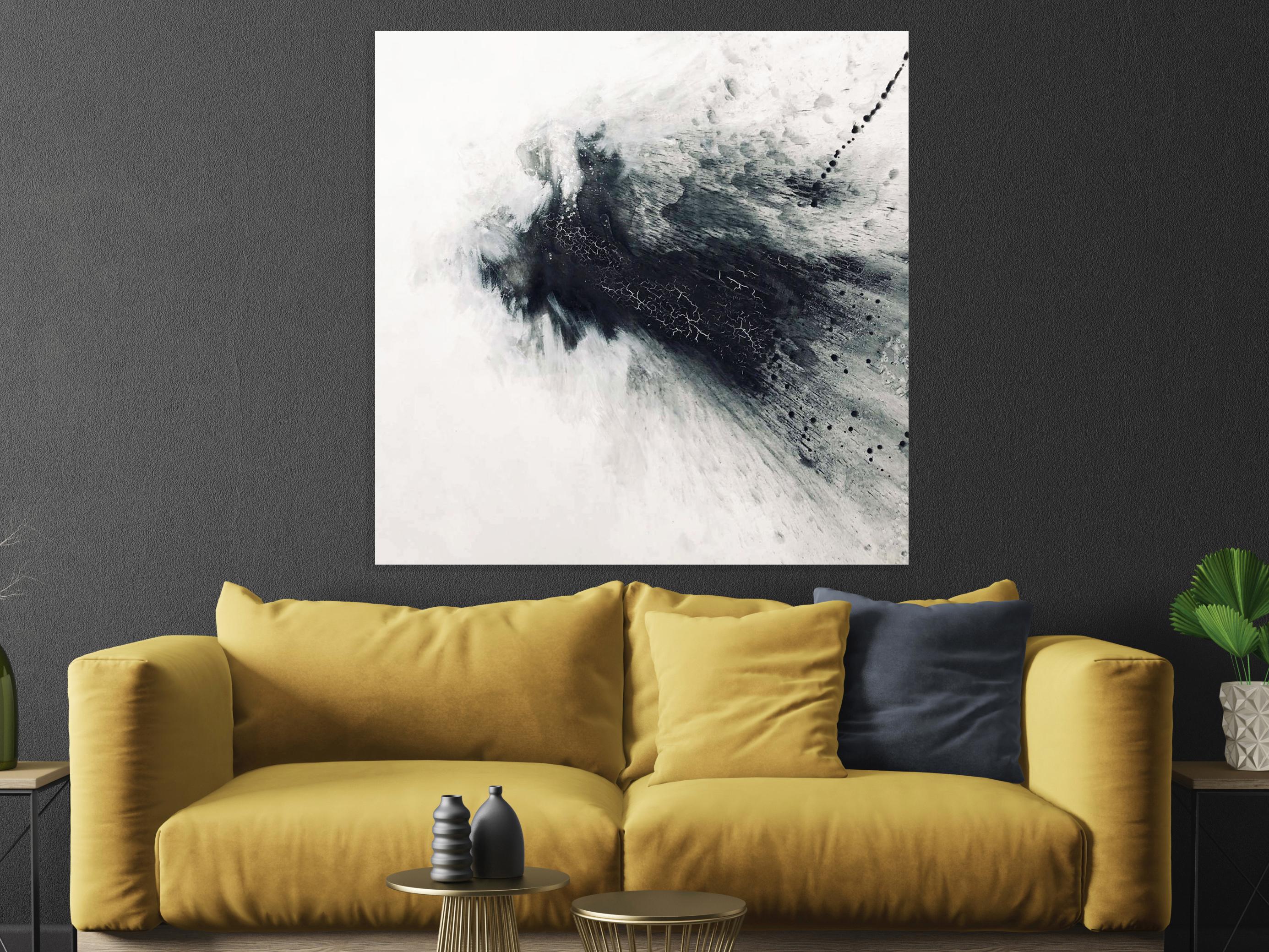 BLACK & GRAY IV, Fine Art with Hand Embellishment on Giclee Canvas Made to Order - Painting by John Beard