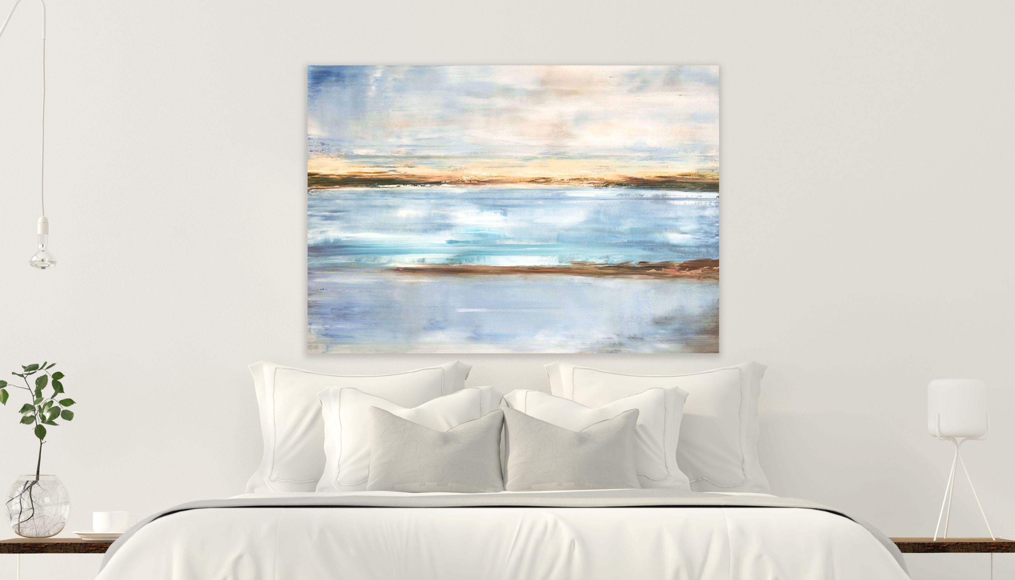 CRYSTAL BLUE, Fine Art with Artist Hand Embellished on Giclee Canvas: 48