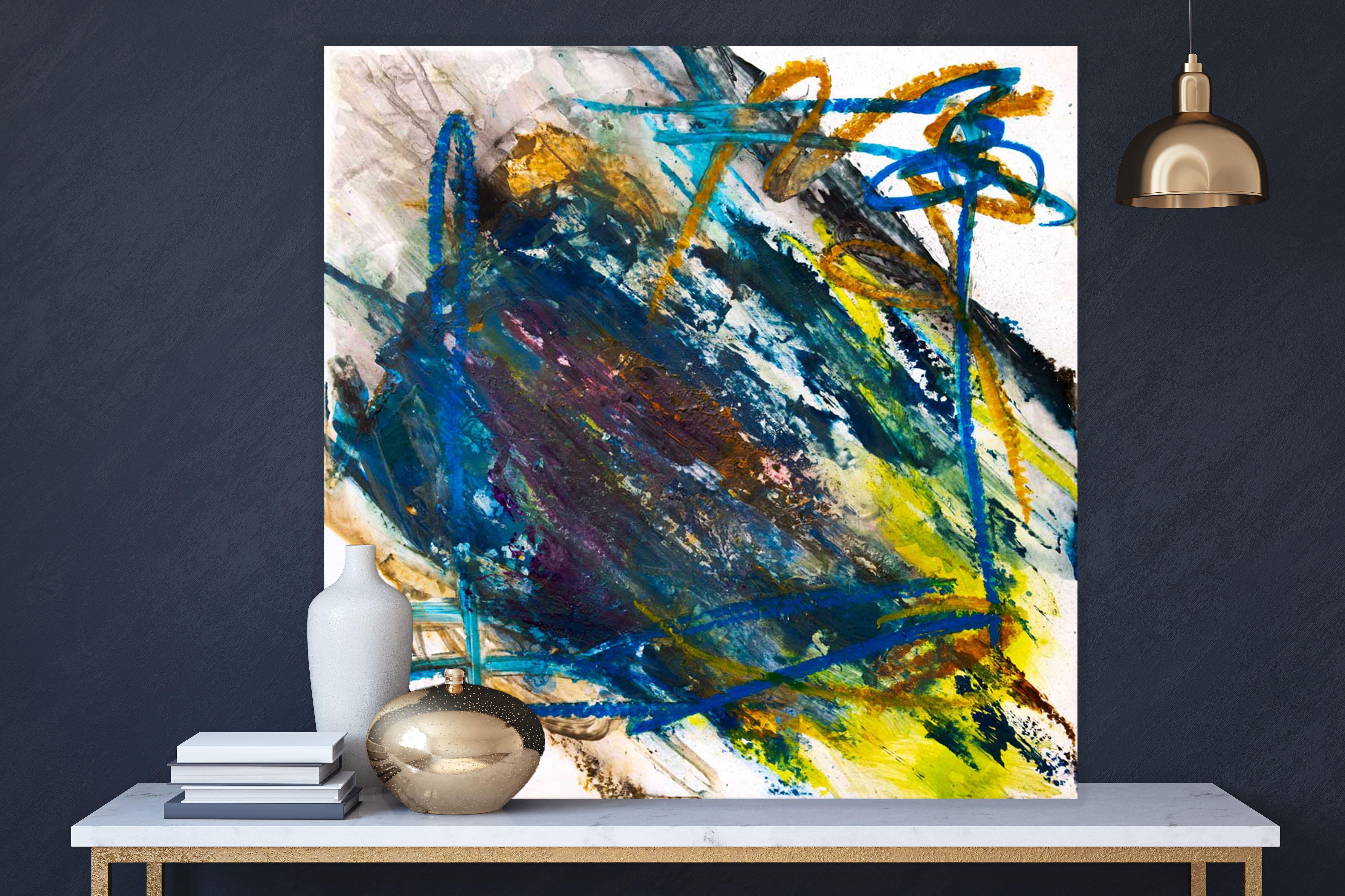 PEACOCK ORE, Contemporary Hodgepodge Fine Art on Giclee Canvas: 48