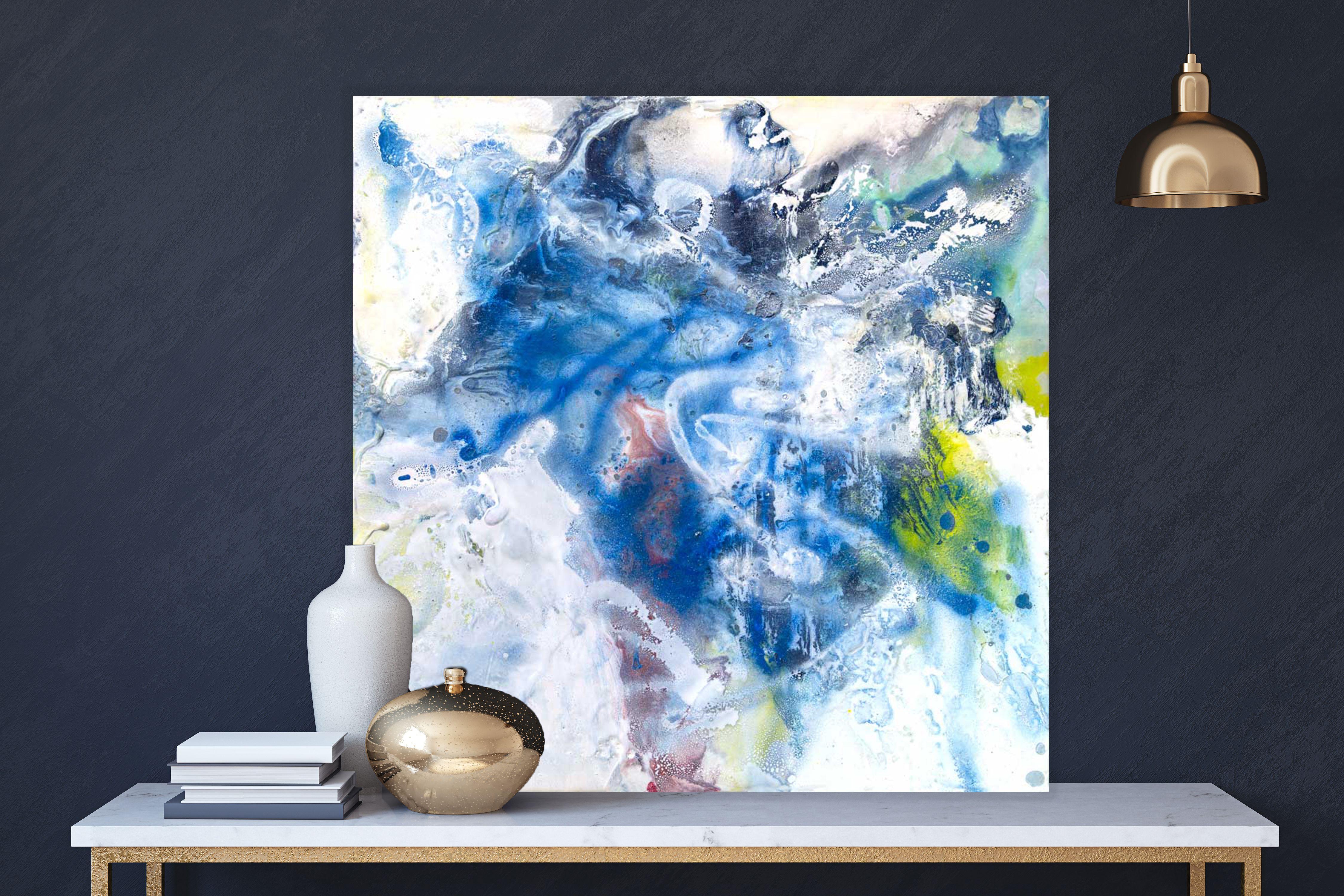 ROSE QUARTZ, Contemporary Blue Abstract Fine Art on Giclee Canvas: 40