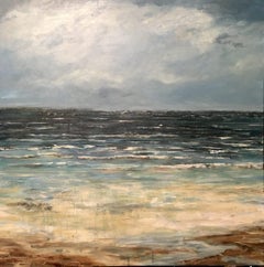 EMERALD SEA, Fine Art with Artist Hand Embellished on Giclee Canvas: 40"H x 40"W