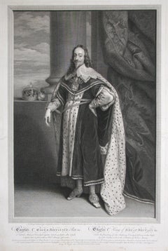 Antique Charles I, line engraving by Robert Strange after the painting by Van Dyck