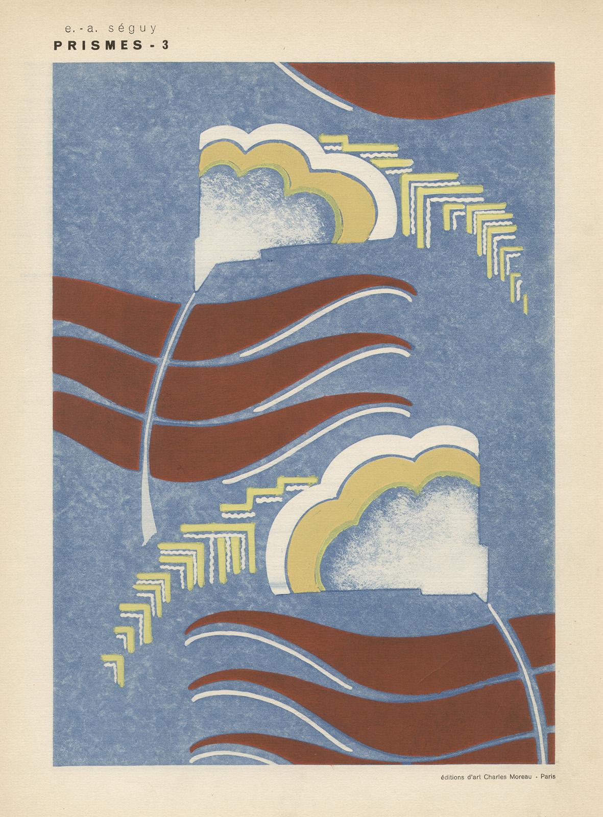 Prismes - A series of six French Art Deco pochoir designs - Brown Abstract Print by Eugene Seguy