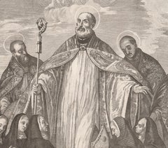 San Benedetto Con Altri Nanti, religious engraving after Veronese, circa 1700