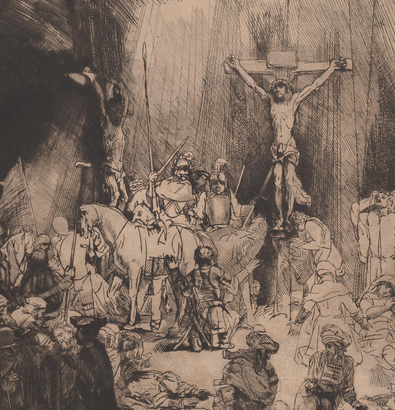 The Three Crosses, etching by Armand-Durand after Rembrandt, circa 1880 - Print by Armand Durand