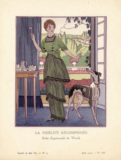 Französischer Art-Déco-Mode-Pochoir "Recompensee" von Maurice Taquoy für Fidelit, 1913