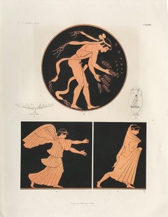 Antike griechische Vasenmalerei, archäologische Lithographie, um 1850