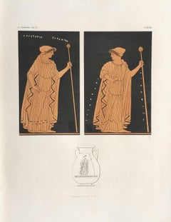 Classical Greek Vase-Painting Archaeological Lithograph, circa 1850