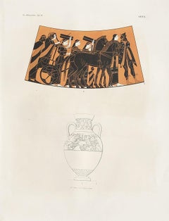 Antique Classical Greek Vase-Painting Archaeological Lithograph, circa 1850