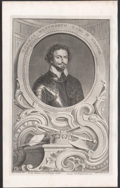 Thomas Wentworth Earl of Strafford, portrait engraving, c1820