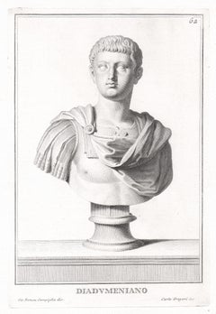 Diadumeniano, Roman sculpture bust C18th Grand Tour engraving, c1750