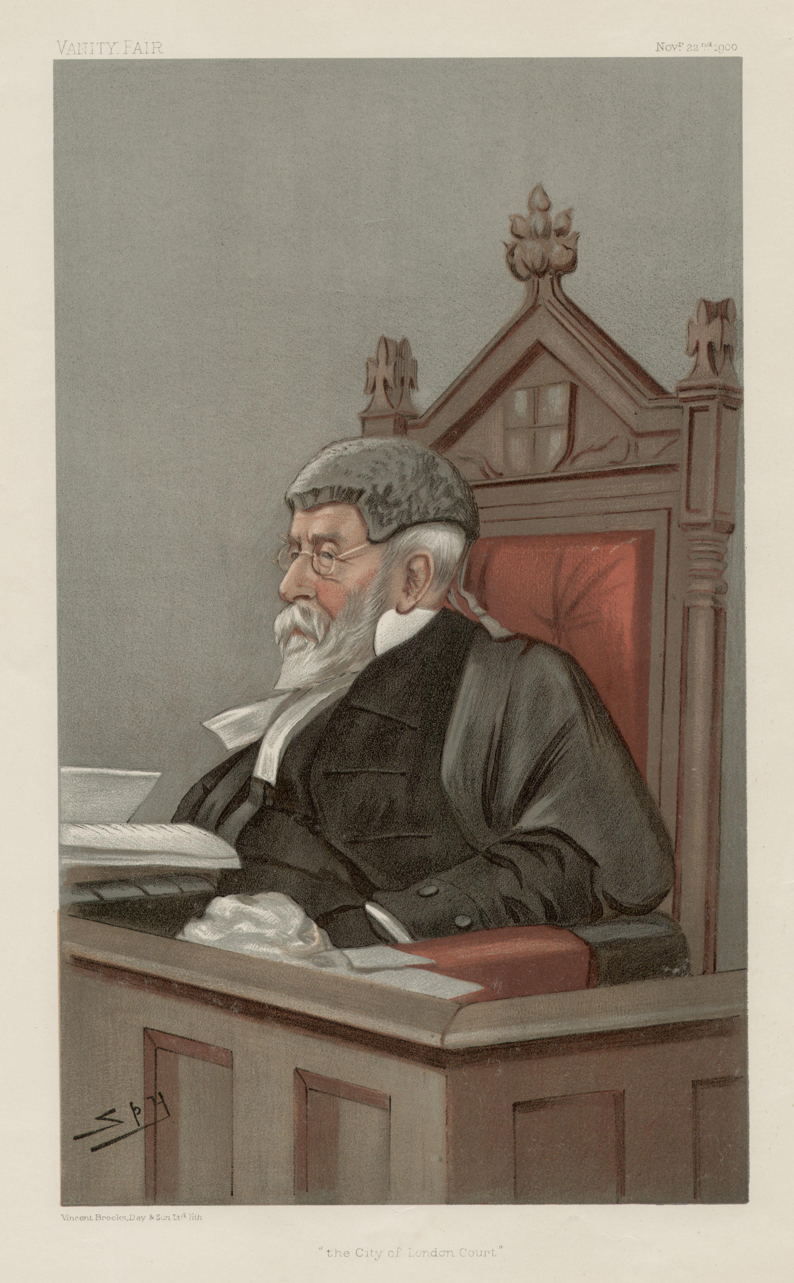 The City of London Court, Vanity Fair legal chromolithograph of a judge, 1900