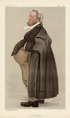 Antique For the 'Times', Vanity Fair legal chromolithograph of a judge, 1889