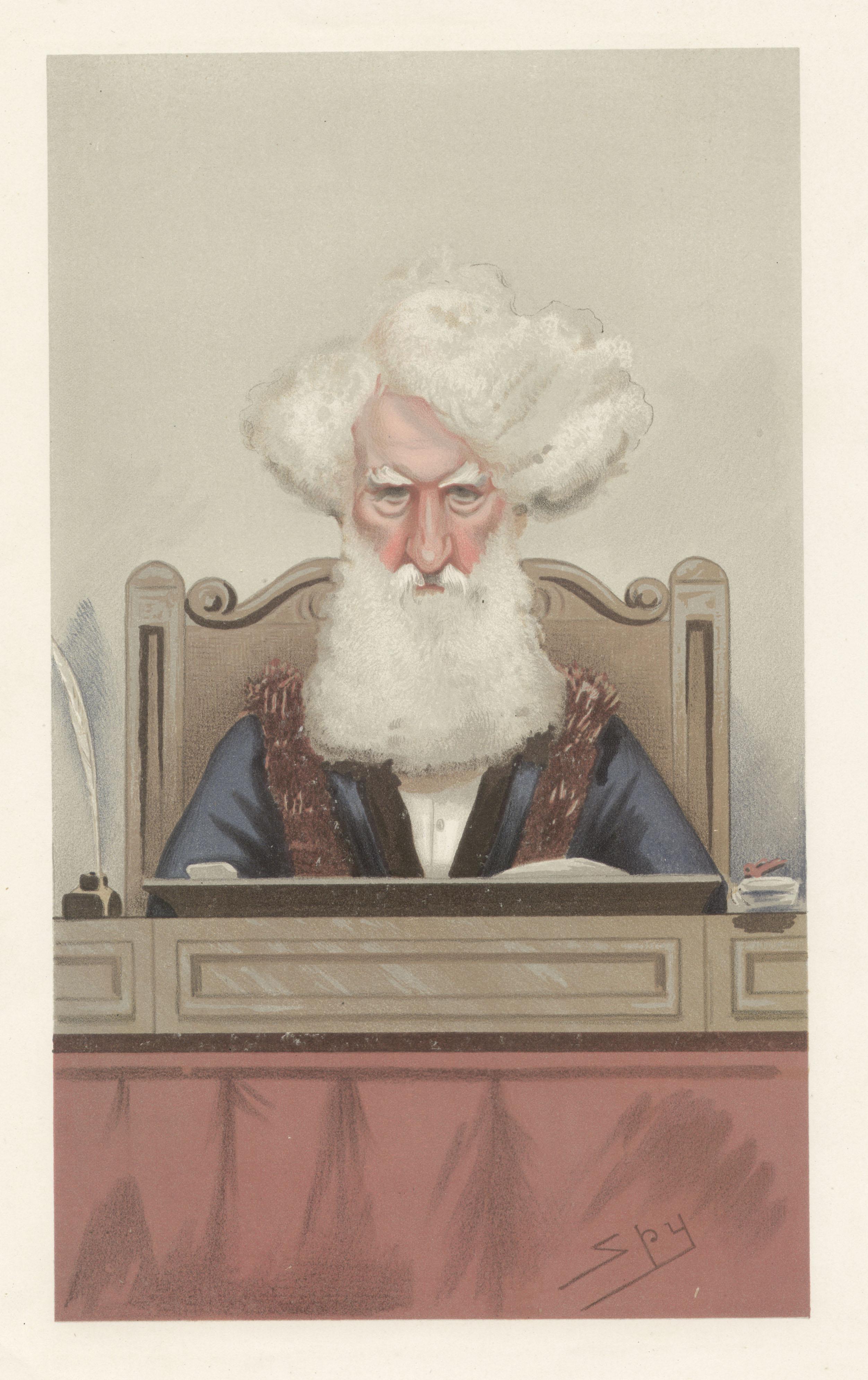 Sir Leslie Ward Figurative Print - City Justice, Vanity Fair legal chromolithograph of a judge, 1880