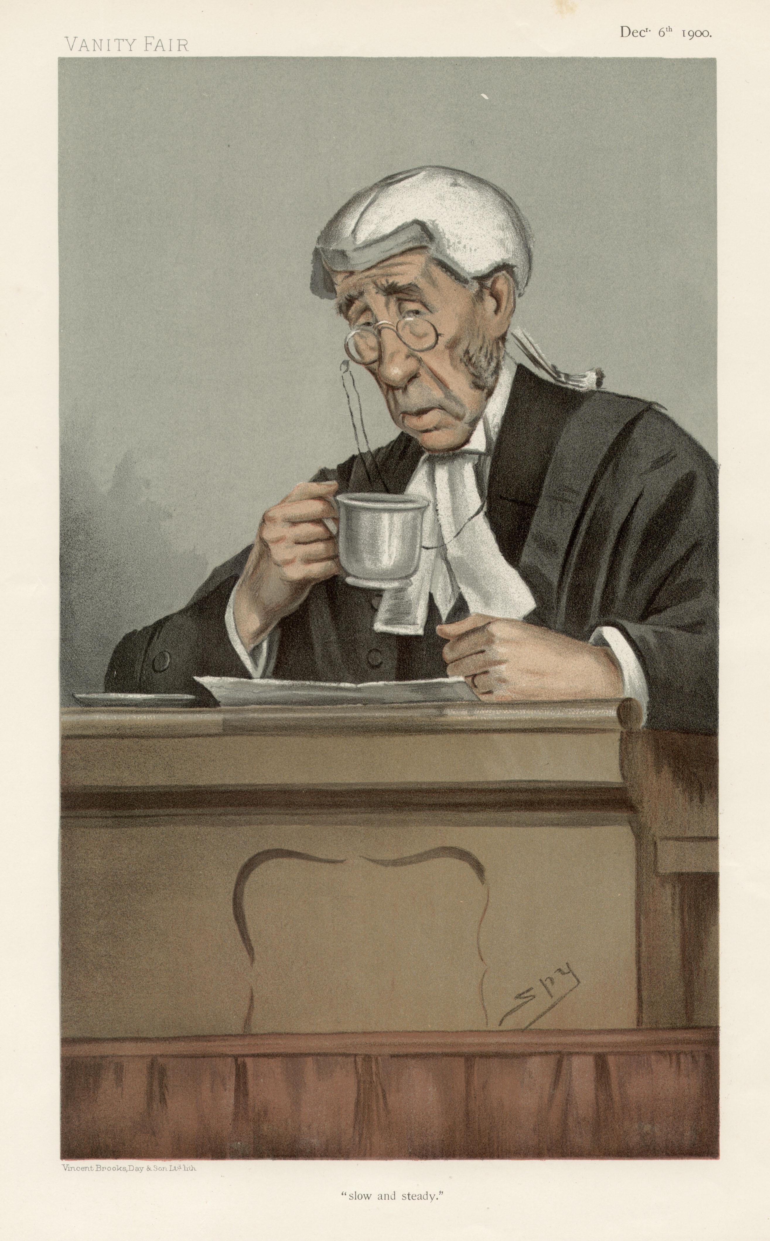 Slow and Steady, Vanity Fair legal chromolithograph of a judge, 1900