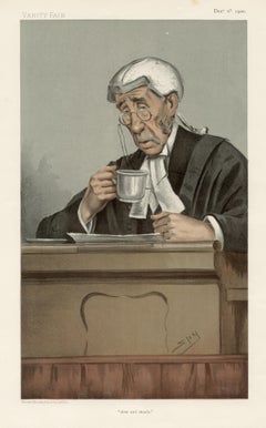 Antique Slow and Steady, Vanity Fair legal chromolithograph of a judge, 1900