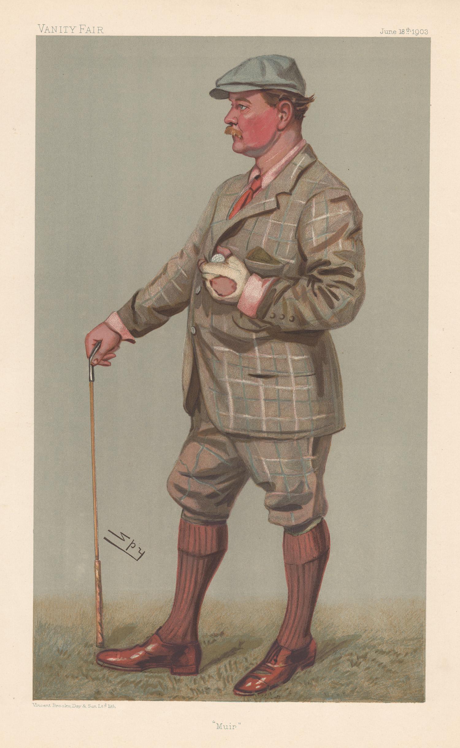 Sir Leslie Ward Figurative Print - Samuel Mure Fergusson, Vanity Fair golfer, chromolithograph, 1903