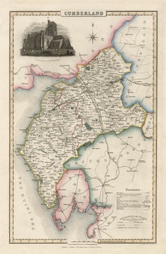 Cumberland, Condado inglés Mapa antiguo, 1847