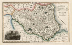 Durham, English County Antique map, 1847