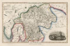 Westmoreland, Condado inglés Mapa antiguo, 1847