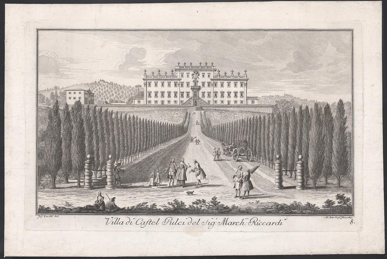 Villa di Castel Pulci del Signor Marchese Riccardi, Italien, Kupferstich, 1744