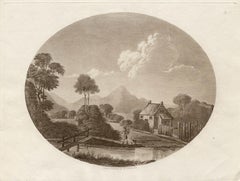 Antique The Kirekin in Shropshire, sepia aquatint, Charles Dibdin, 1801