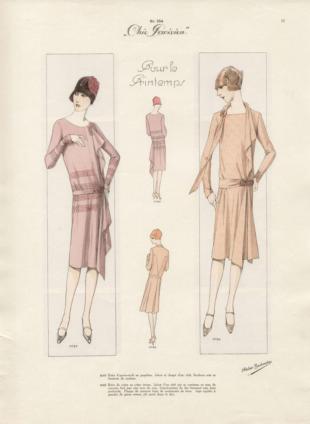 Atelier Bachroitz Figurative Print - Art Deco French 1920s Fashion Design Vintage Print