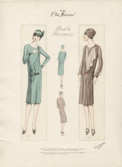 Art Deco French 1920s Fashion Design Vintage Print