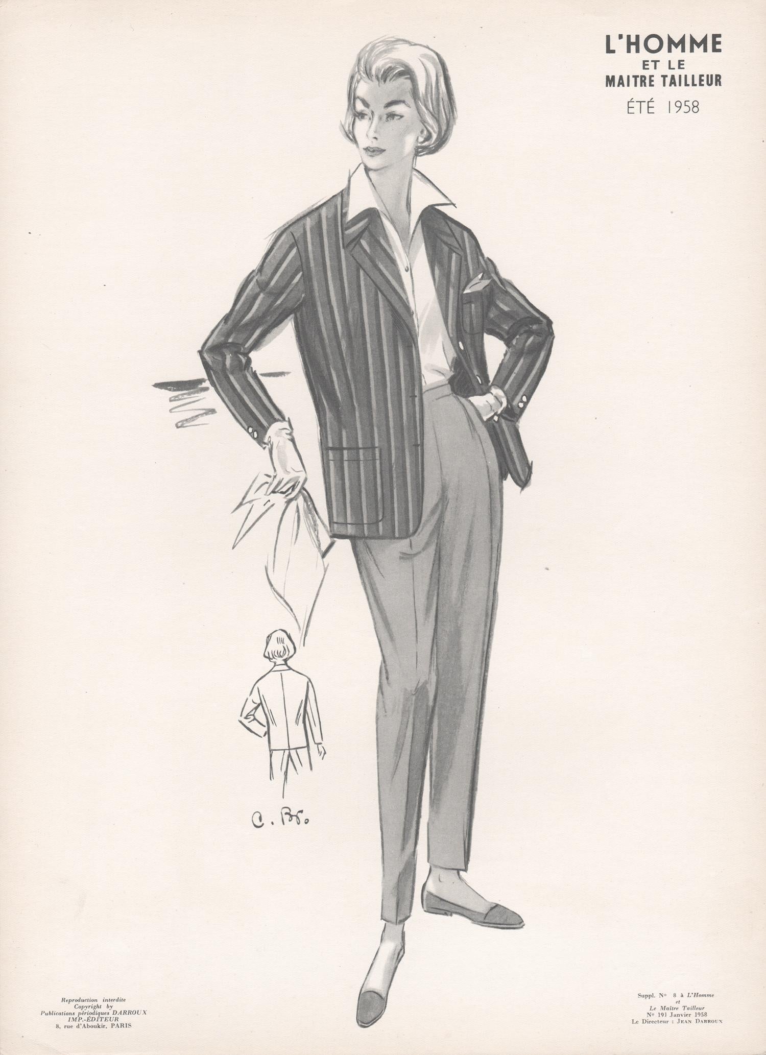 Mid-Century 1958 Mode Design Vintage Lithographie Druck