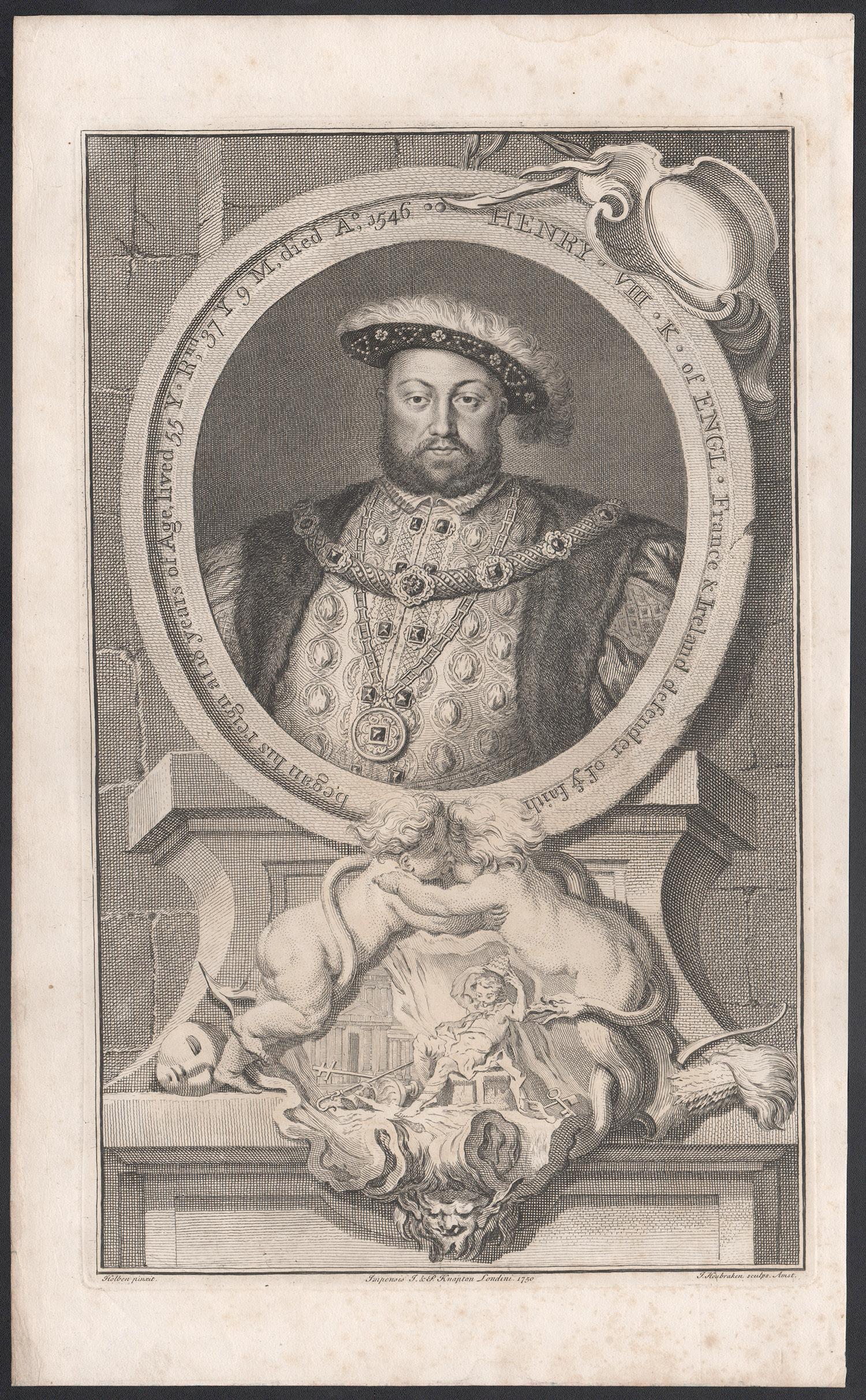 Henry VIII, portrait engraving, c1820 - Print by Jacobus Houbraken 