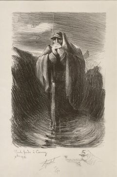 Nuit froid a Carnoy, French World War I lithograph by Francis Abel Truchet, 1914