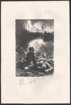 Un cri dans la nuit, World War I lithograph by Francis Abel Truchet, 1914